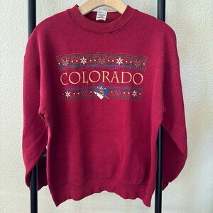 Vintage COLORADO Winter Ski Crewneck Sweatshirt Size Large